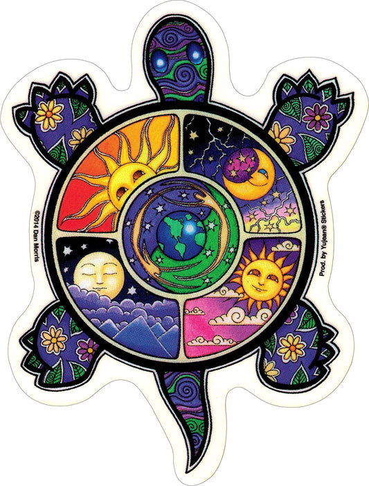 Night and Day Turtle - Dan Morris, Waterproof Vinyl Sticker DECAL for Car Bumper Skateboard Laptop Luggage - 4.25" x 6"