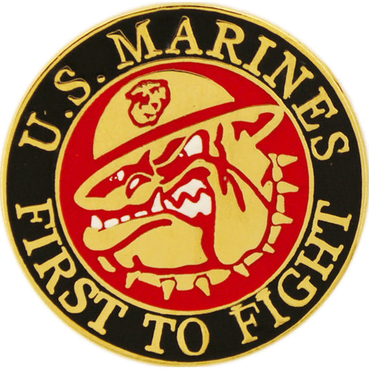 U.S. MARINES, USMC BULLDOG First To Fight Round - Original Artwork, Expertly Designed PIN - 1"