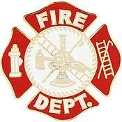 FIRE DEPT LOGO RED - Officially Licensed Original Artwork, Expertly Designed Pin - 1"