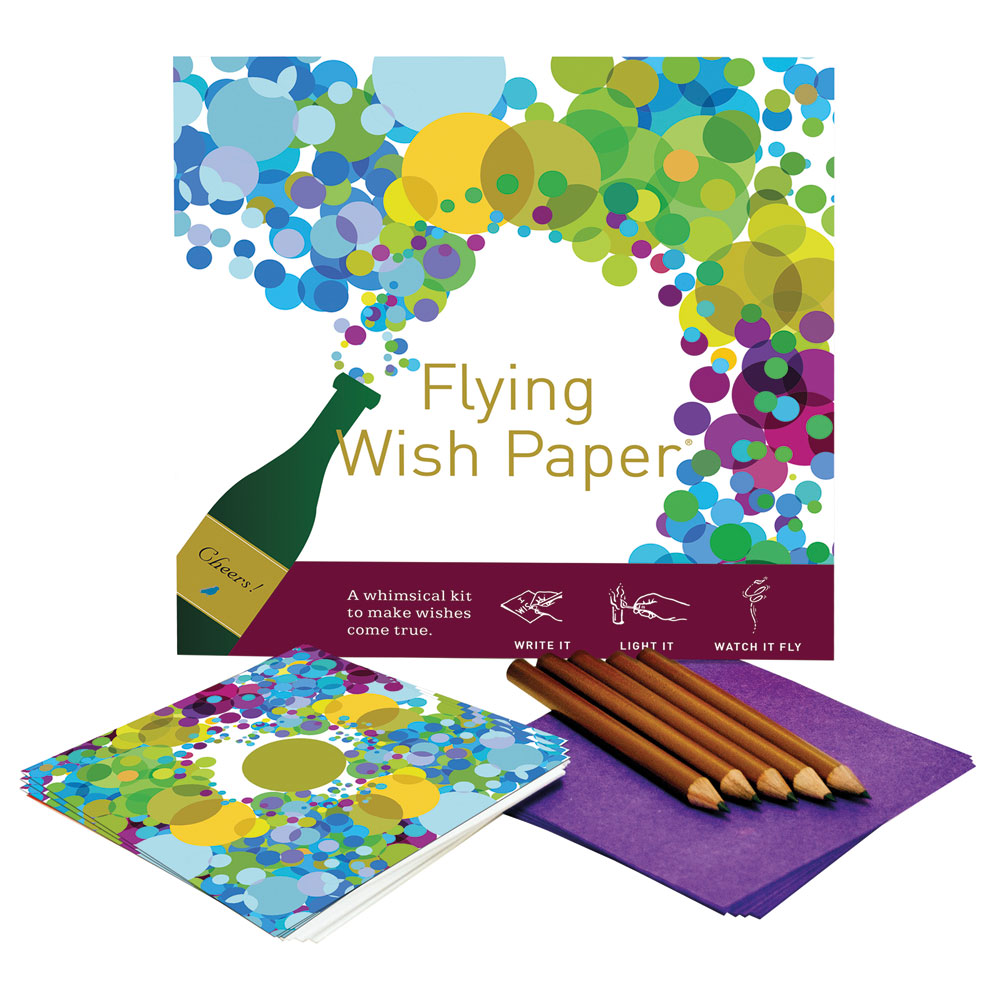 CHAMPAGNE DREAMS - FLYING WISH PAPER® - Write it., Light it, & Watch it Fly, Large Kit, 7" x 7"