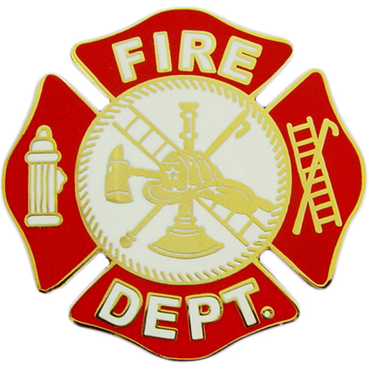 FIRE & EMS, FIRE DEPT LOGO - Original Artwork, Expertly Designed PIN Red - 1.5"