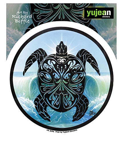 BIFFLE ART PARTING THE WAVES TRIBAL SEA TURTLE DECAL/ STICKER