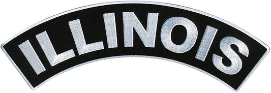 ILLINOIS TOP ROCKER, PATCH - US States Illinois High Thread Iron-On Heat Sealed Backing Sew-On Biker's Large Patch - 12” x 3”
