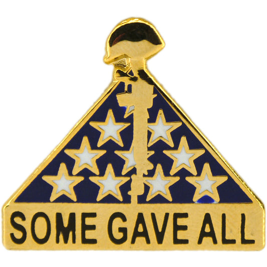 POW, WW & KIA HONOR, MEMORIAL FLAG & RIFLE SOME GAVE ALL! - Artwork, Expertly Designed PIN - 1"