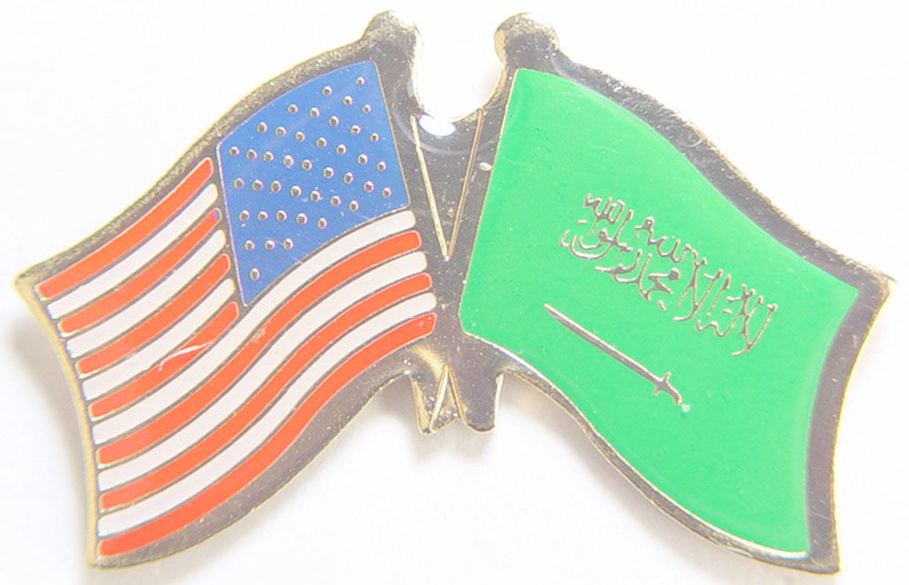 INTERNATIONAL, USA & SAUDI ARABIA Cross Flags - Original Artwork, Expertly Designed PIN - 1.125"