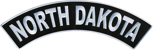 NORTH DAKOTA TOP ROCKER, PATCH - US States North DAKOTA High Thread Iron-On Heat Sealed Backing Sew-On Large Patch - 12” x 3”