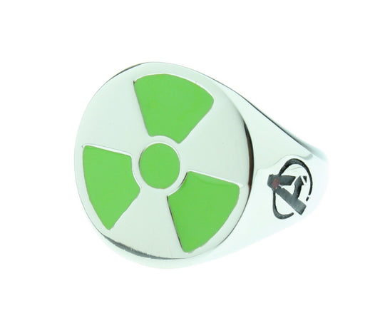 Green Radioactive Hulk Logo - Stainless Steel Premium Quality Mens Ring, Size - 9