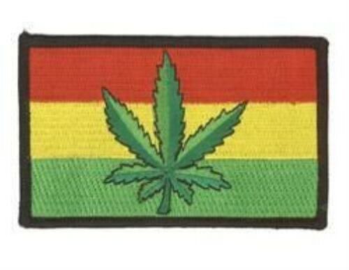 NSI - Pot Marijuana Leaf Rasta Flag Patch - 4" x 2.5" - Embroidered Patch