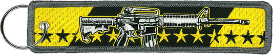RIFLE AR-15, FOB KEYCHAIN - Double Sided Key Ring High-Quality Full Thread Embroidered Rayon Biker Keychain - 1.25" x 6.2"