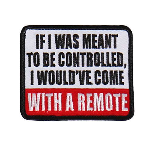WITH A REMOTE, High Thread Iron-On / Saw-On, Heat Sealed Backing Rayon PATCH - 3" x 3"