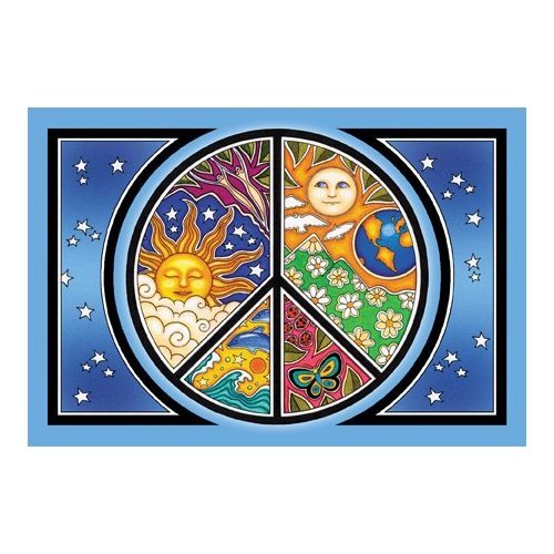 Peace Symbol - Dan Morris, Set of 2 Mailable POSTCARD for Travel Welcome Invitations Holiday Thank you Cards - 6" x 4"