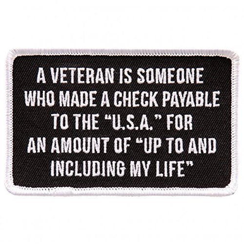 Veteran Iron On Patches - Embroidered Artwork Sew On Applique Patch, 4" x 3"