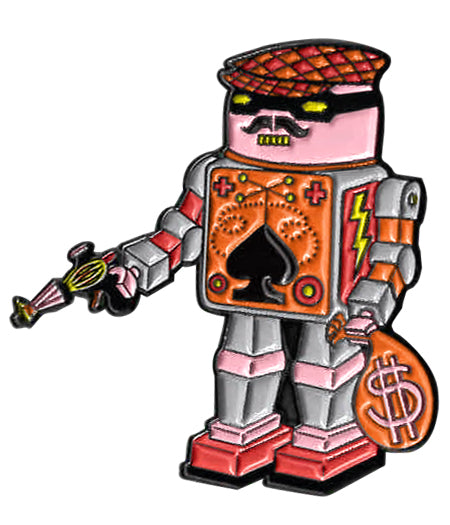 SUNNY BUICK ROBBER ROBOT PIN - Original Artwork Backpack Enamel Lapel PIN - 1.5"
