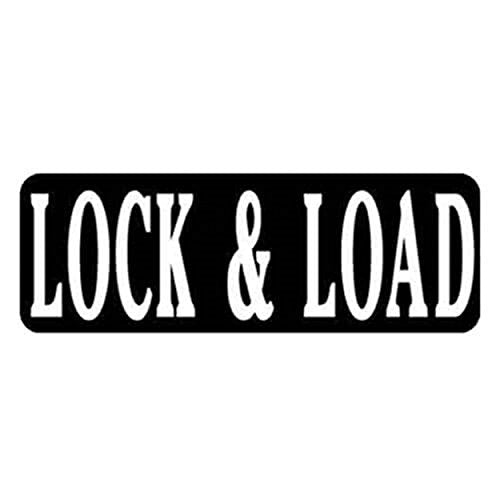 Lock and Load Motorcycle Helmet Stickers - Novelty Artwork Biker Decals, 4" x 1"