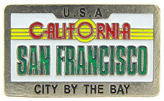US STATES PIN, CALIFORNIA SAN FRANCISCO City By The Bay PLATE - Novelty Patriotic Enamel Lapel PIN - 1"