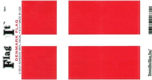 Denmark flag decal for auto, truck or boat