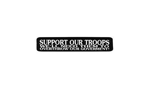 Support Our Troops Motorcycle Helmet Stickers - Novelty Artwork Decals, 4" x 1"