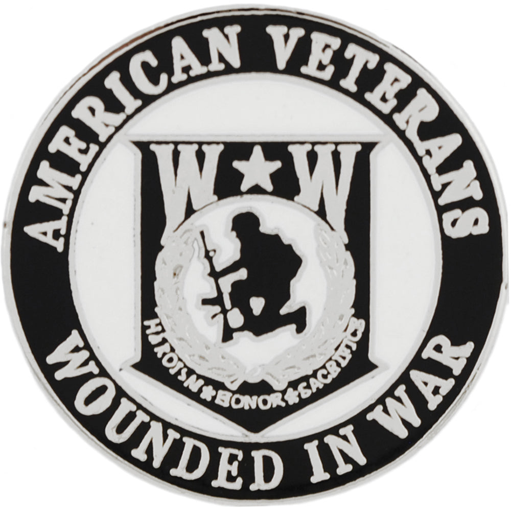 POW, WW & KIA HONOR, WOUNDED IN WAR AMERICAN VETERANS - Artwork, Expertly Designed PIN - 1.0625"
