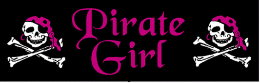 Pirate Sticker, PIRATE GIRL, Skull & Crossbones Orignal Art Decor, Nautical Pirates Decal - 3.5" x 11"