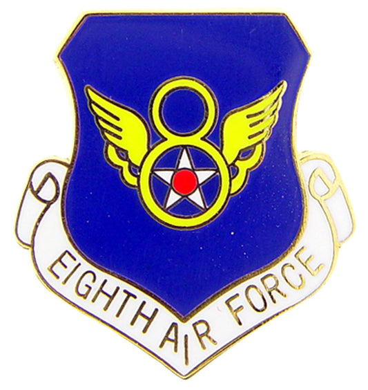 U.S. AIR FORCE, 8th Air Force SHIELD - Original Artwork, Expertly Designed PIN - 1"