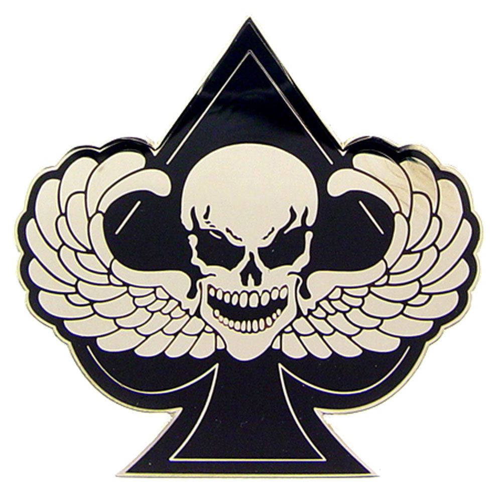 BIKES, BONES & REBEL, SKULL DEATH SPADE - Original Artwork, Expertly Designed PIN - 1.75"