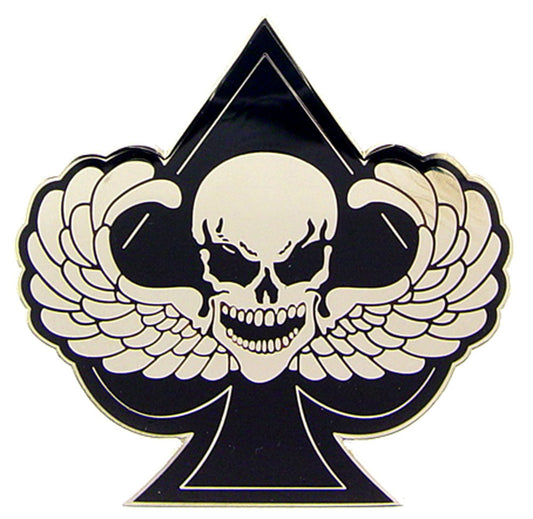 BIKES, BONES & REBEL, SKULL DEATH SPADE - Original Artwork, Expertly Designed PIN - 1.75"