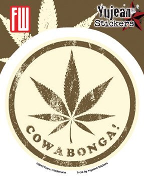 Frank Wiedemann - Cowabonga Olive Pot Leaf - Sticker / Decal