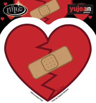 Evilkid, HEALED HEART, All Weather/UV Resistant, Die-Cut Vinyl STICKER / DECAL - 3.75" x 4"