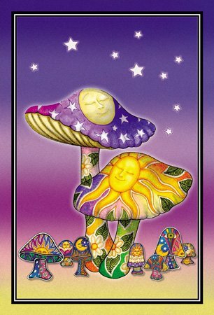 Sun Moon Mushroom - Dan Morris, Set of 2 Mailable POSTCARD for Travel Holiday Invitation Welcome Thank you Cards - 4"x6"