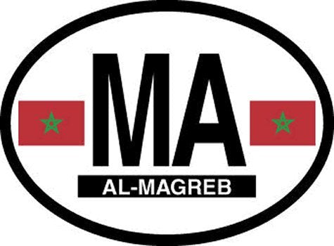 MOROCCO FLAG, Waterproof UV Coated, Famous Reflective OVAL Sticker DECAL , 3.5" x 4.75"