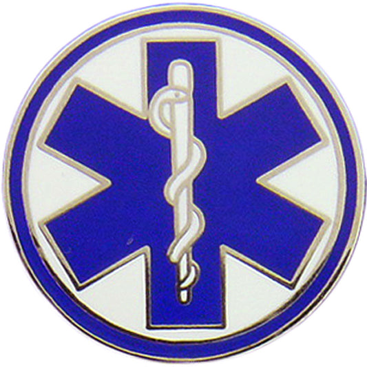 FIRE & EMS, EMERGENCY MEDICAL SERVICES LOGO - Artwork, Expertly Designed PIN Dark Blue - 1"