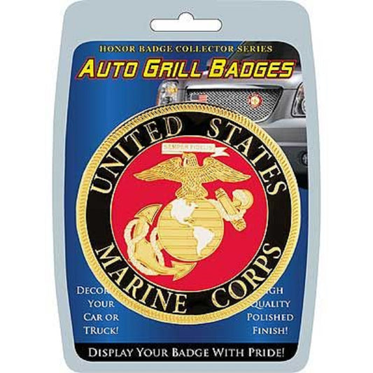UNITED STATES MARINE CORPS - High Quality Polished Finish, Weatherproof Car Auto Grill Honor Badge - 3"