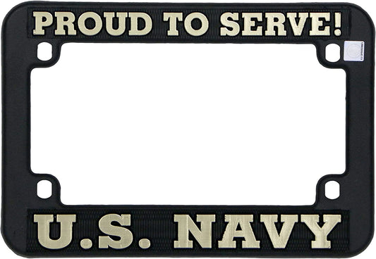 UNITED STATES NAVY PROUD TO SERVE! LICENSE FRAME - USA American PATRIOTIC License Plate Frame Holder - Black - 7.5" x 5.25"