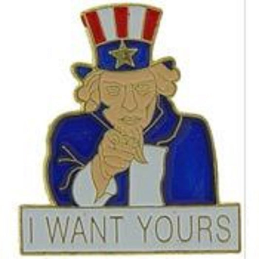 USA & PATRIOTIC, USA VETERAN FLAG I WANT YOURS - Original Artwork, Expertly Designed PIN - 1.125"