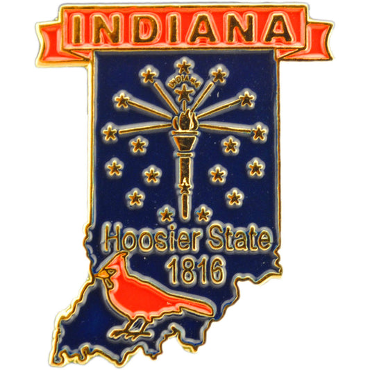 USA STATES, INDIANA Map - Original Artwork, Expertly Designed PIN - 1"