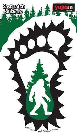 BIG FOOTPRINT STICKER - "Squatcher" Weather Resistant Long Lasting In / Out Door Die-Cut Decal Sticker - 5.75" x 4"