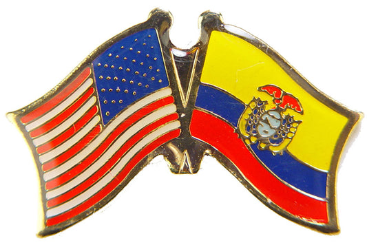 INTERNATIONAL, USA & ECUADOR Cross Flags - Original Artwork, Expertly Designed PIN - 1.125"
