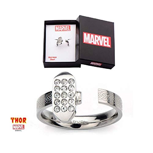 Thor Hammer - Stainless Steel Officially Licensed Womens Ring, Size - 8