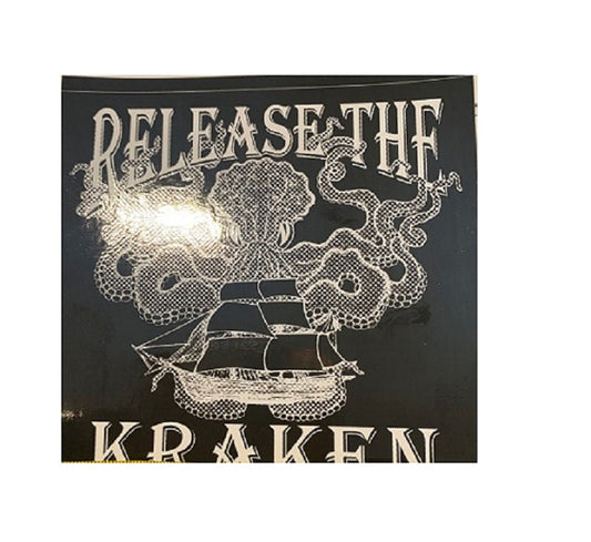 Pirate Sticker, RELEASE THE KRAKEN - Orignal Art Decor, Nautical Pirates Sticker Decal - 4" x 4"