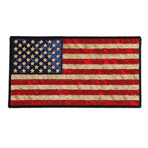 DISTRESSED AMERICAN FLAG, High Thread Iron-On / Saw-On Rayon PATCH - 5" x 3"
