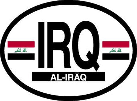 IRAQ FLAG, Waterproof UV Coated, Famous Reflective OVAL Sticker DECAL , 3.5" x 4.75"