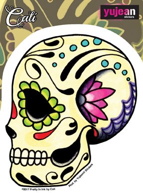 Cali Ashes Sugar Skull - 3.75" x 4.5" - Die Cut Sticker DECAL