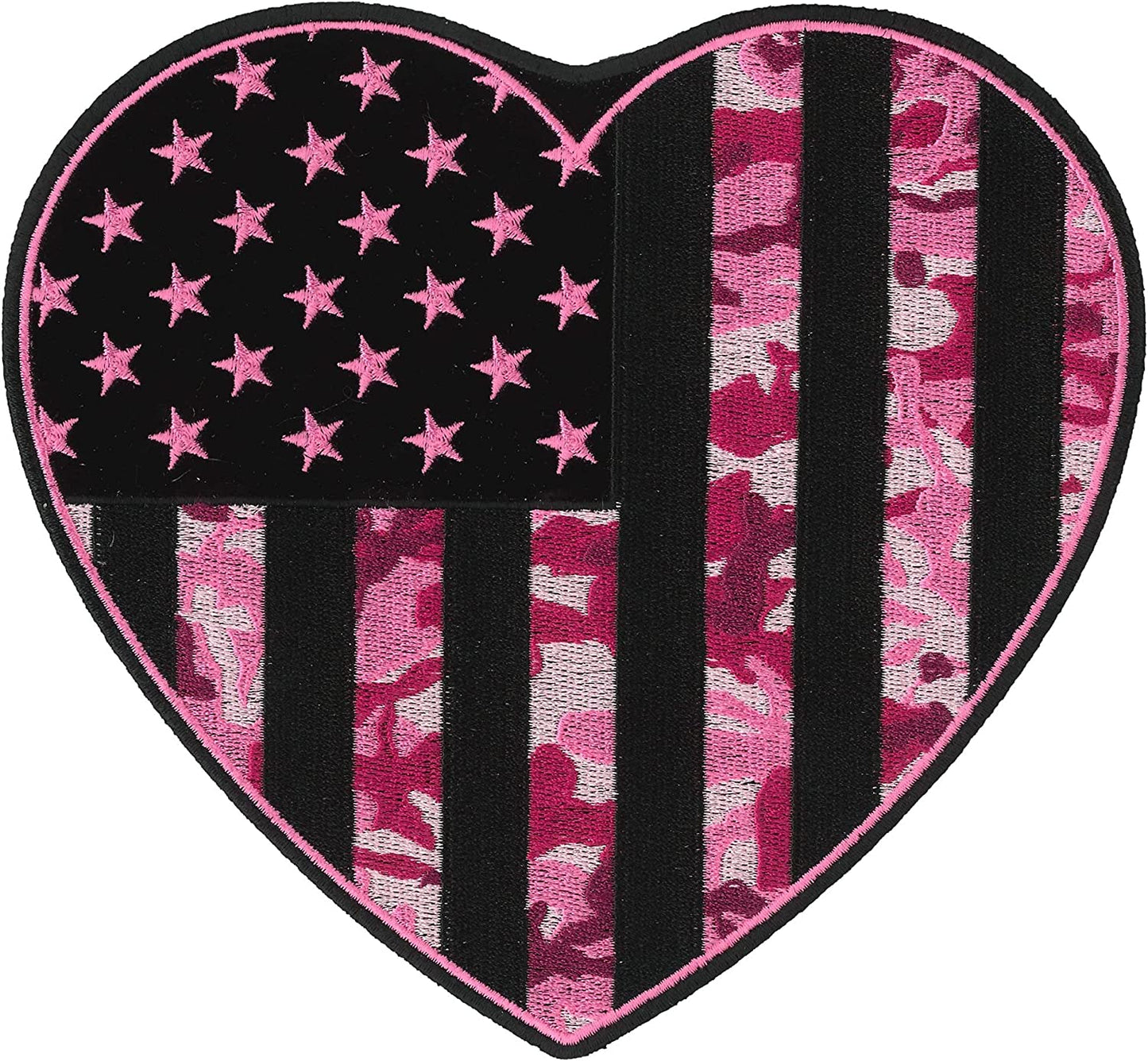 CAMO HEART, PATCH - High Thread Iron-On Heat Sealed Backing Sew-On Large Patch - 7" x 7"