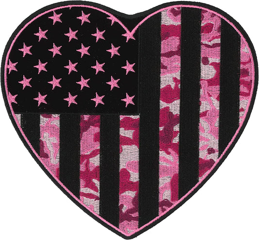 CAMO HEART, PATCH - High Thread Iron-On Heat Sealed Backing Sew-On Large Patch - 7" x 7"