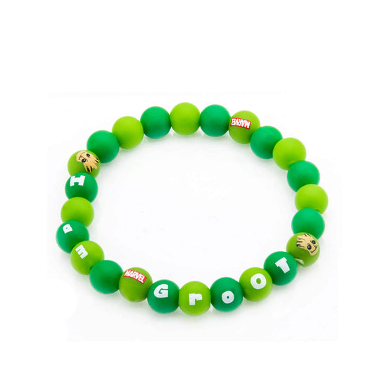 Marvel Comics Women's Guardians of The Galaxy Groot Silicone Beads Stretch Bracelet, Green, Expandable