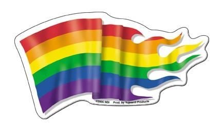 Rainbow Pride Flame Flag - Die Cut Magnet
