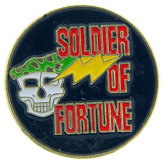 BIKES, BONES & REBEL, SOLDIER OF FORTUNE With SKULL - Original Artwork, Expertly Designed PIN - 1"