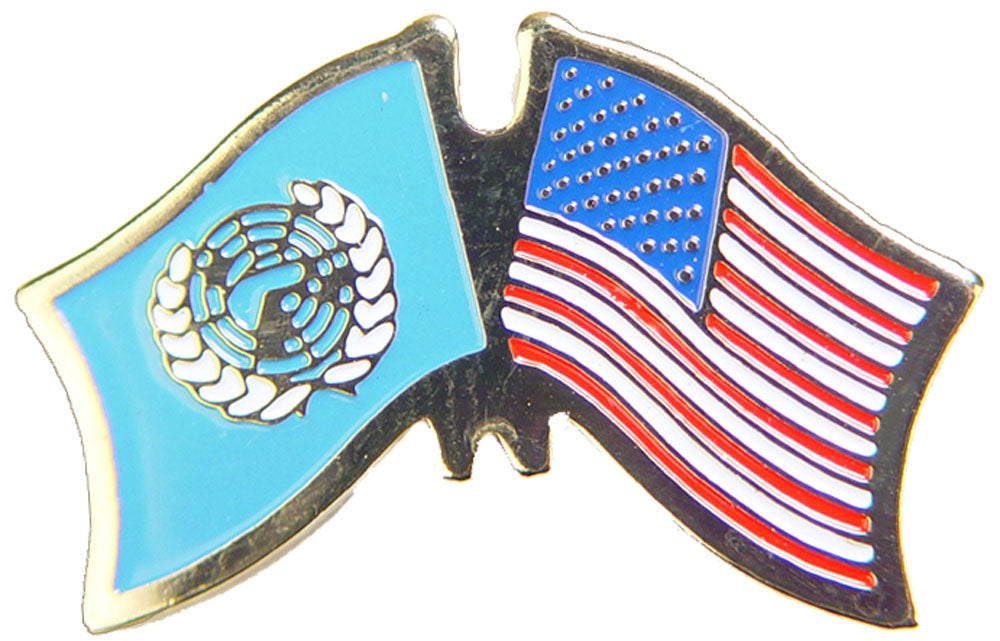 INTERNATIONAL, USA & UNITED NATIONS Cross Flags - Original Artwork, Expertly Designed PIN - 1.125"