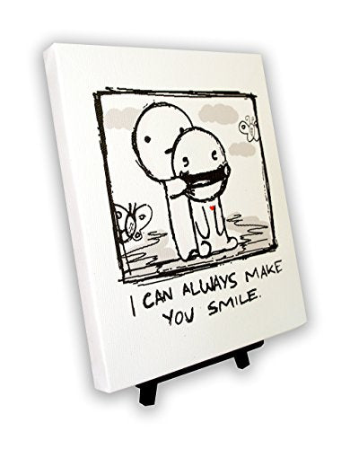 I Can Always Make You Smile - On a Stretched Wooden Canvas Frame - 8" x 7" x 05" (Black & White)