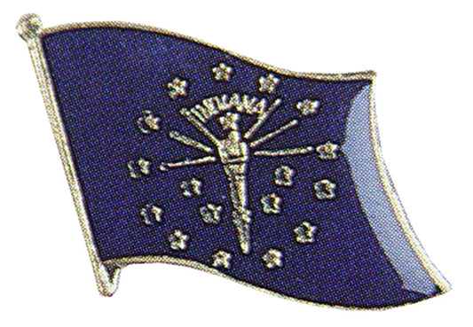 American Flag Pin, US STATES INDIANA Flag - Novelty Patriotic Enamel Lapel PIN - 1"